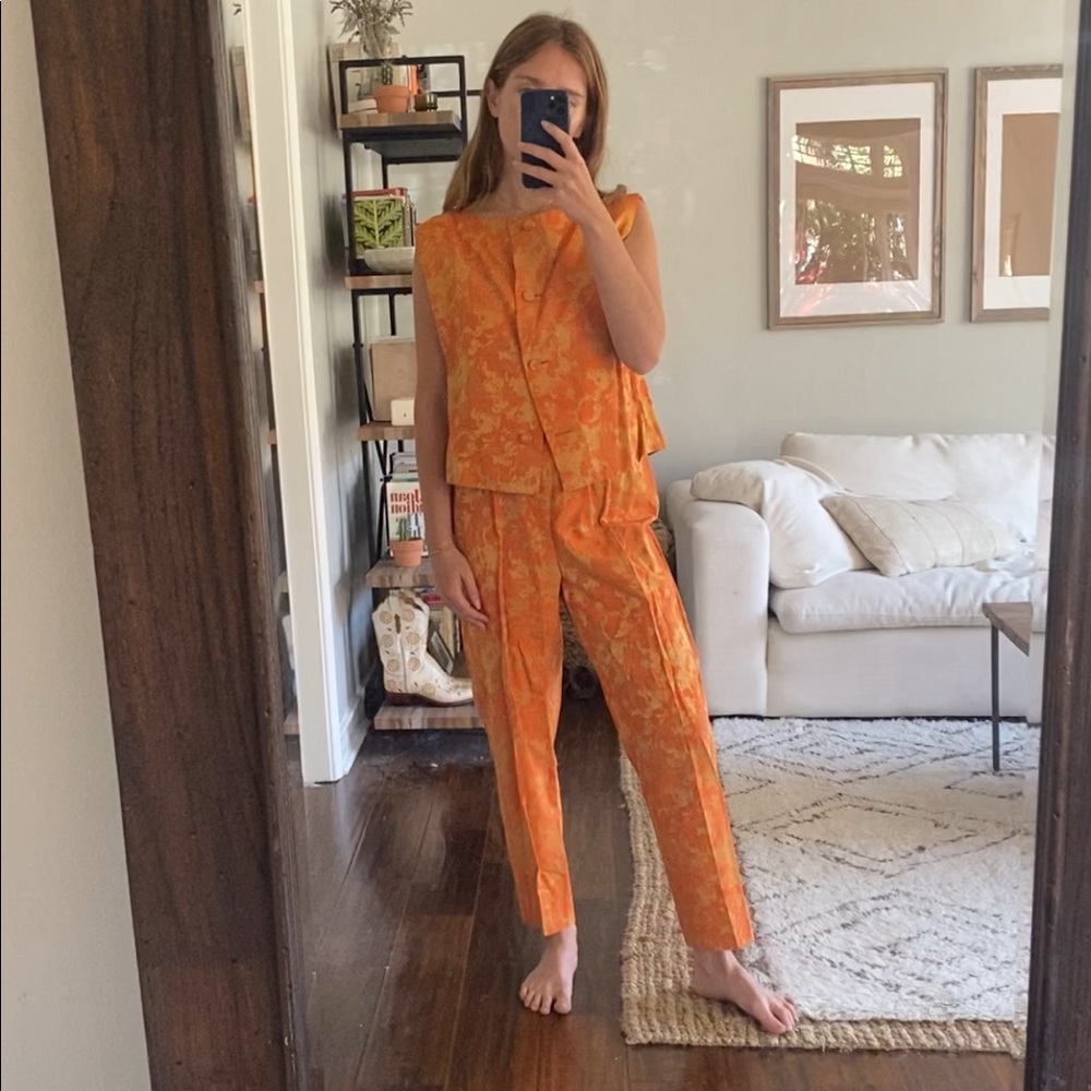 Vintage orange two piece suit